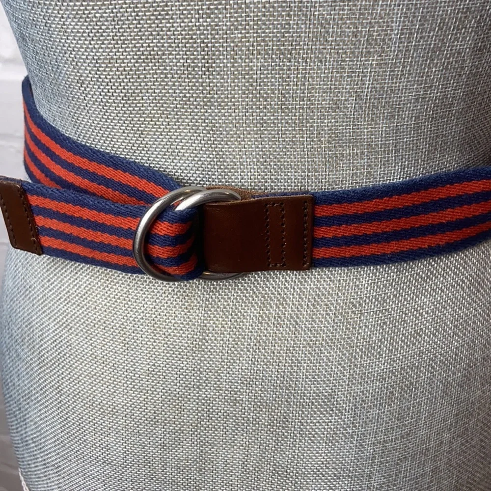 Hanna Andersson Navy and Red Striped D Ring Boys Belt 31” Size Small Medium